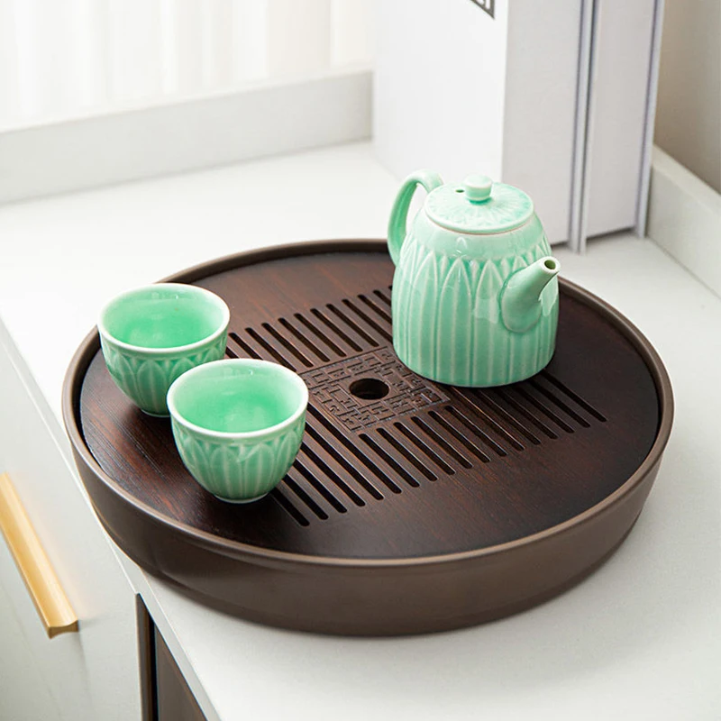 

Kung Fu Tea Set Tea Tray Bamboo Simple Household Chinese Tea Table Tray Dry Bubble Tray Drainage Water Storage Tea Set Tray