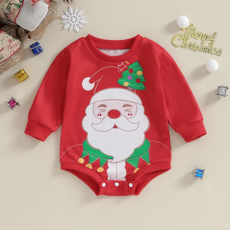 

2023-09-04 Lioraitiin 0-24M Newborn Baby Boys Girls Sweatshirt Rompers Christmas Santa Claus Long Sleeve Jumpsuit Infant Clothes