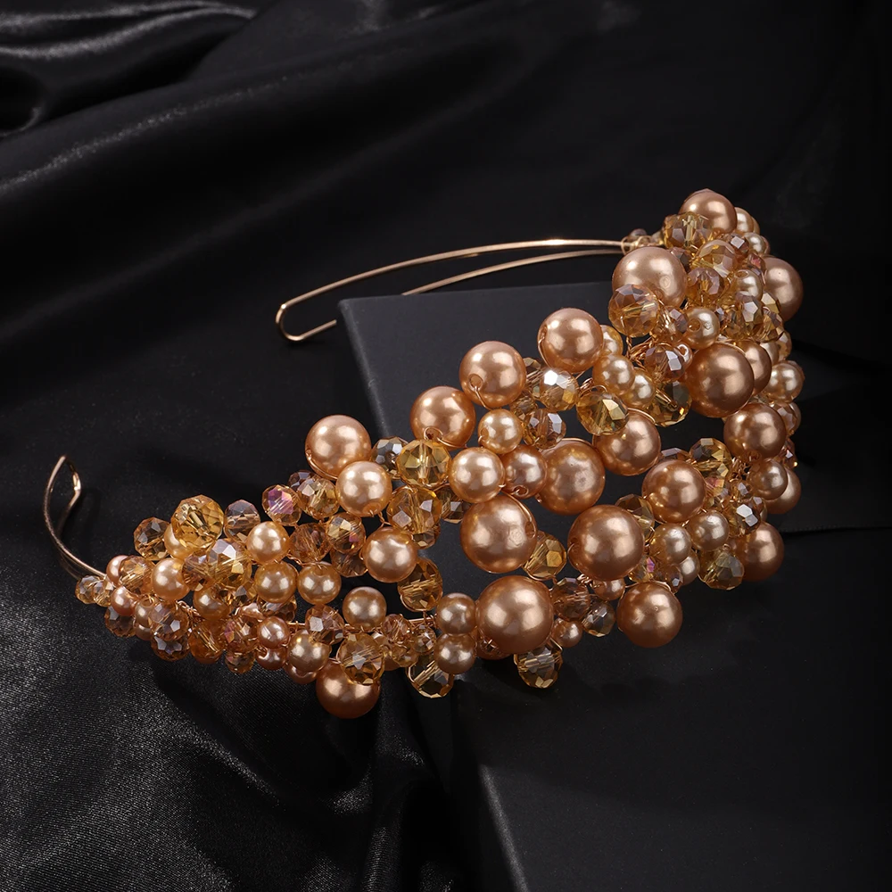 Luxury Elegant Pearl Crystal Crown Headpieces Bridal Headband Wedding Hair Jewelry Accessories Handmade Party Headdress Tiaras 14 S4c6f3d961884404bad08f5005b6c490bM