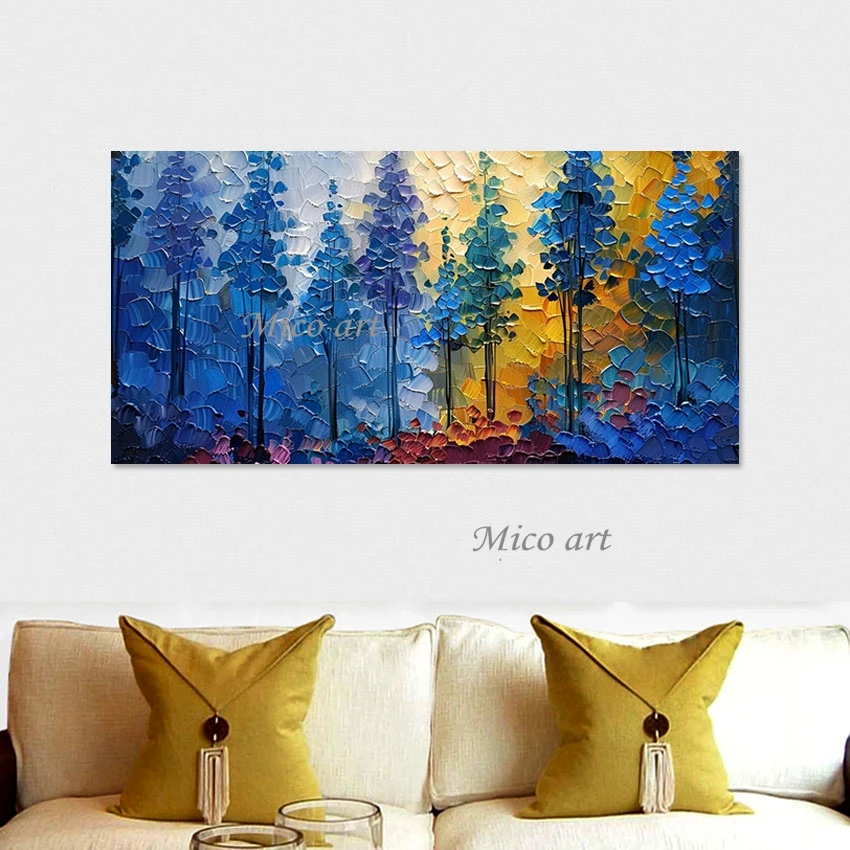 

Abstract Scenery Knife Oil Painting Art Canvas Frameless Wall Picture Decor 3d woods In The Mountains Design Hand Draw Artwork