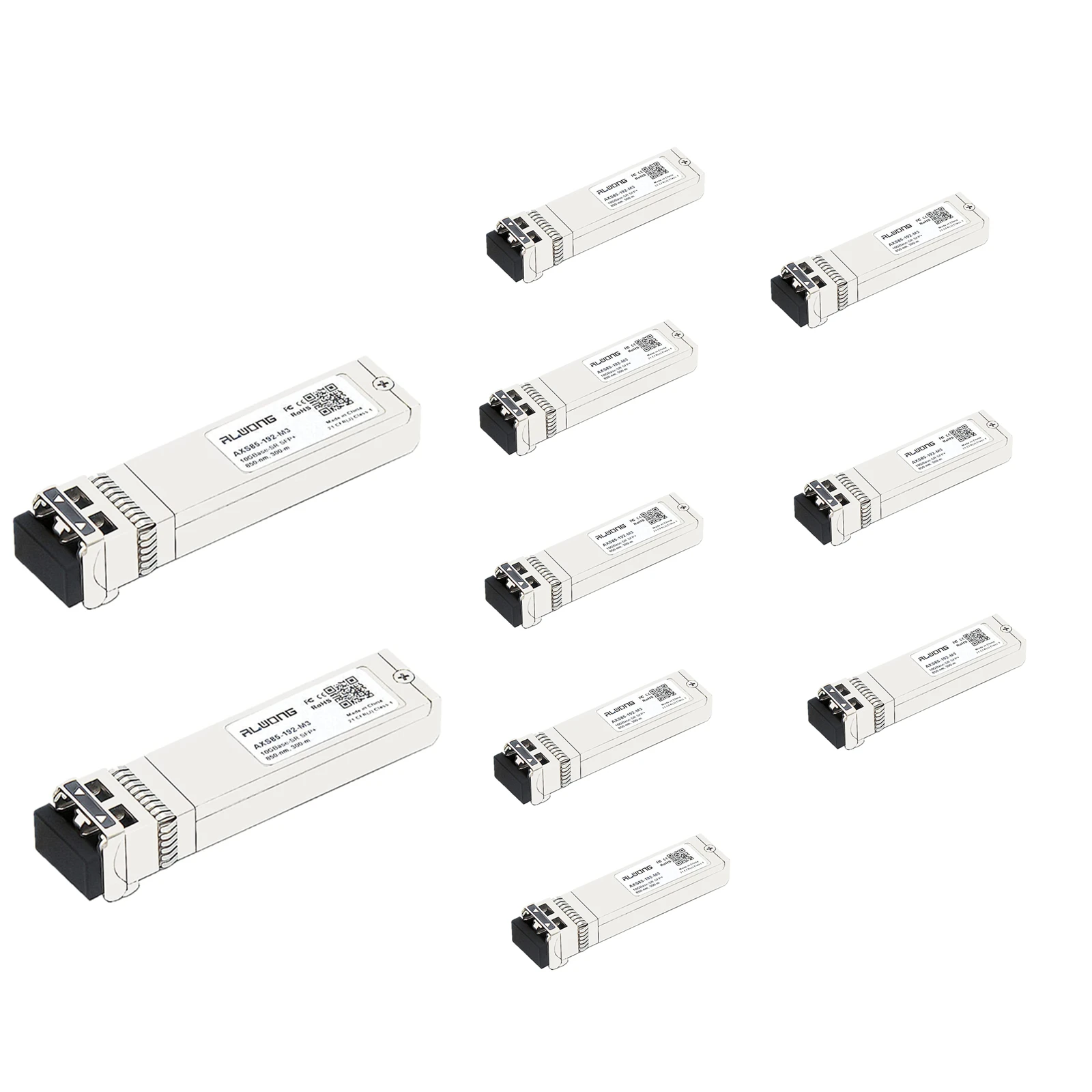 

10-Pack 10GBase-SR Multimode SFP+ to LC Fiber Module Transceiver Compatible with Intel E10GSFPSR, Ubiquiti, Netgear, 850nm MMF