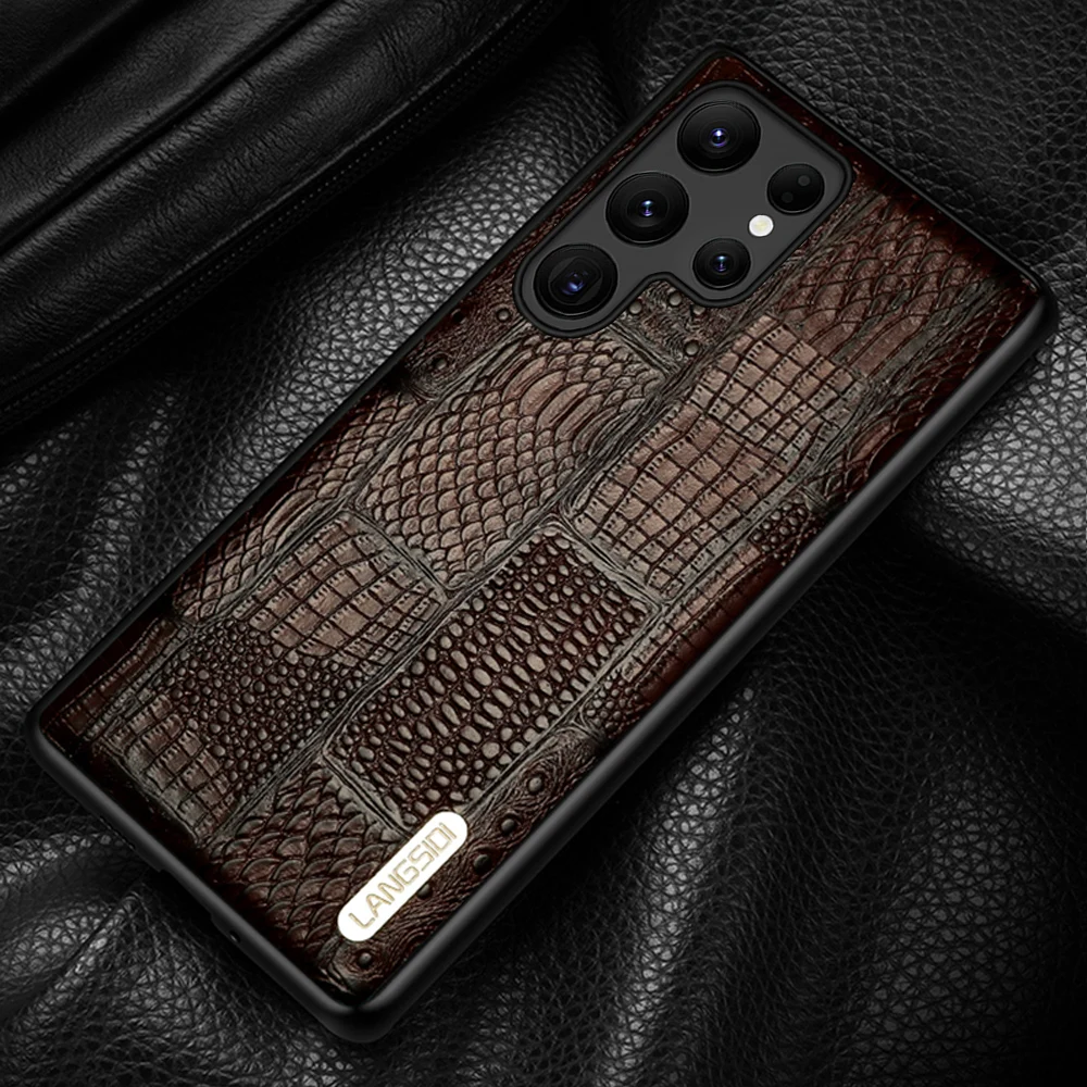 

LANGSIDI Genuine Leather case For Samsung Galaxy s23 S22 ultra s21 plus note 20 ultra 10 plus s20 ultra s20fe a32 a52 a72 cover