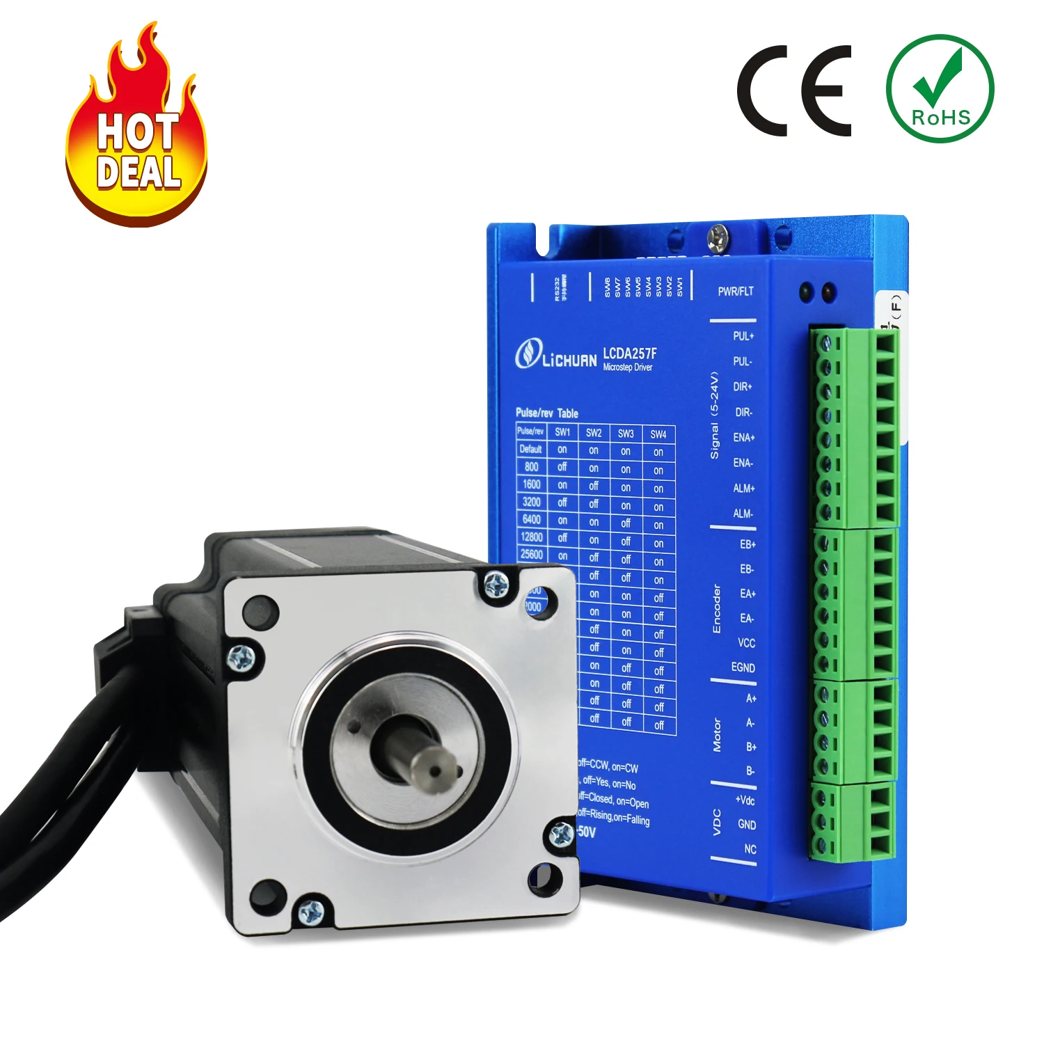 

Hot Selling 2Phase Nema24 DC Closed Loop Stepper Motor Kit 2N.m/2.3N.m/2.8N.m 6A 1000PPR DC Stepper Motor Driver Closed Loop Kit