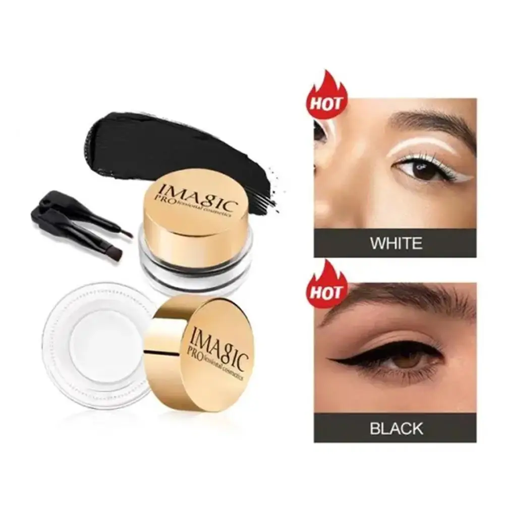 

Black Brown Eyeliner Cream Waterproof Quick Drying Smooth Eye Liner Gel Not Blooming Eye Shadow Makeup Tools With Brush Set