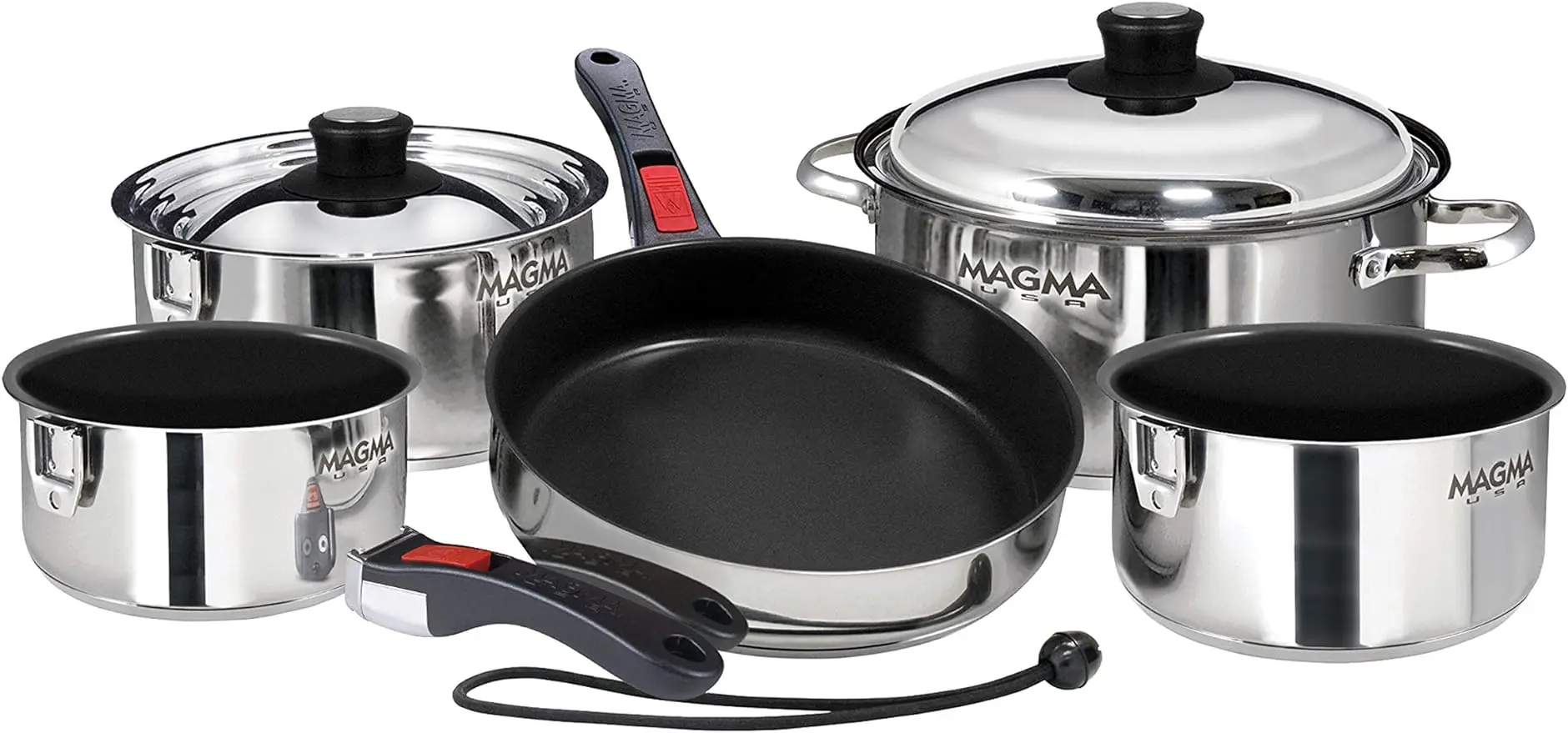 

Magma Products, A10-366-2-IND Gourmet Nesting Stainless Steel Induction Cookware Set with Non-Stick Ceramica (10 Piece)