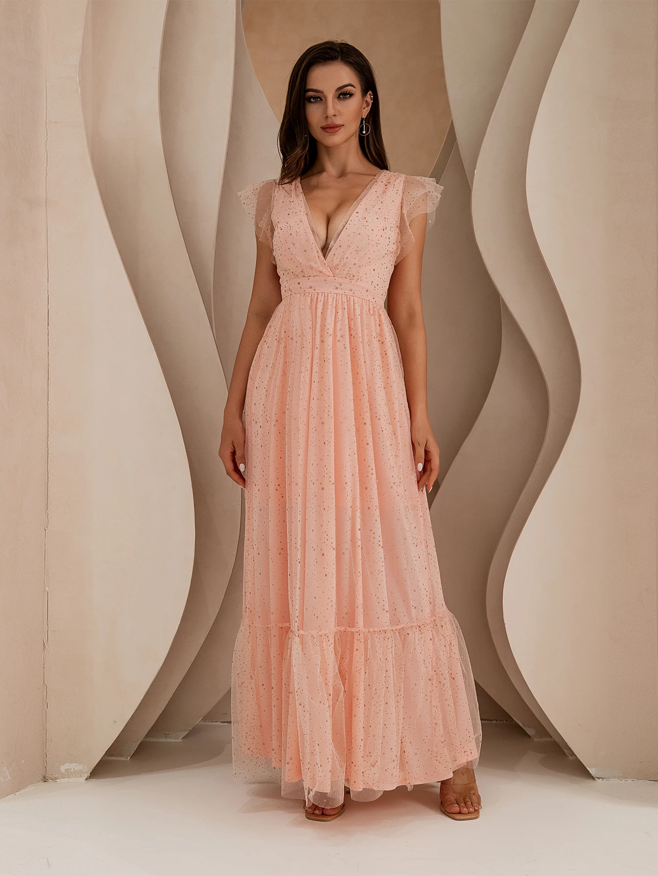 Angel-fashions женское платье с глубоким v-образным вырезом и блестками, фатиновая шляпа с оборками на рукавах, с рюшами, длинное прямое вечернее платье для свадебной вечеринки, розовое, 906
Angel-fashions женское платье с глубоким v-образным вырезом и блестками, фатиновая шляпа с оборками на рукавах, с рюшами, длинное прямое вечернее платье для свадебной вечеринки, розовое, 906