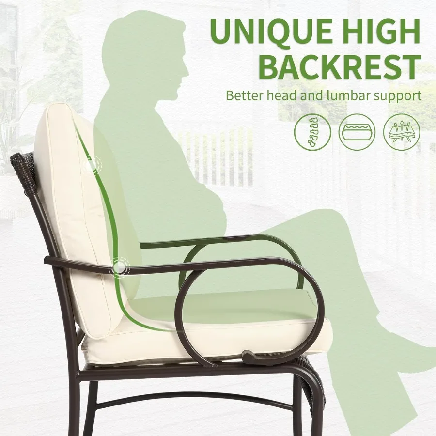 Patio Bistro Sets 3 Piece Rattan Front Porch Chairs Set of 2 with AllWeather Cushions Glass Coffee Table Conversation Set for Patio Bistro Sets 3 Piece Rattan Front Porch Chairs Set of 2 with AllWeather Cushions Glass Coffee Table Conversation Set for