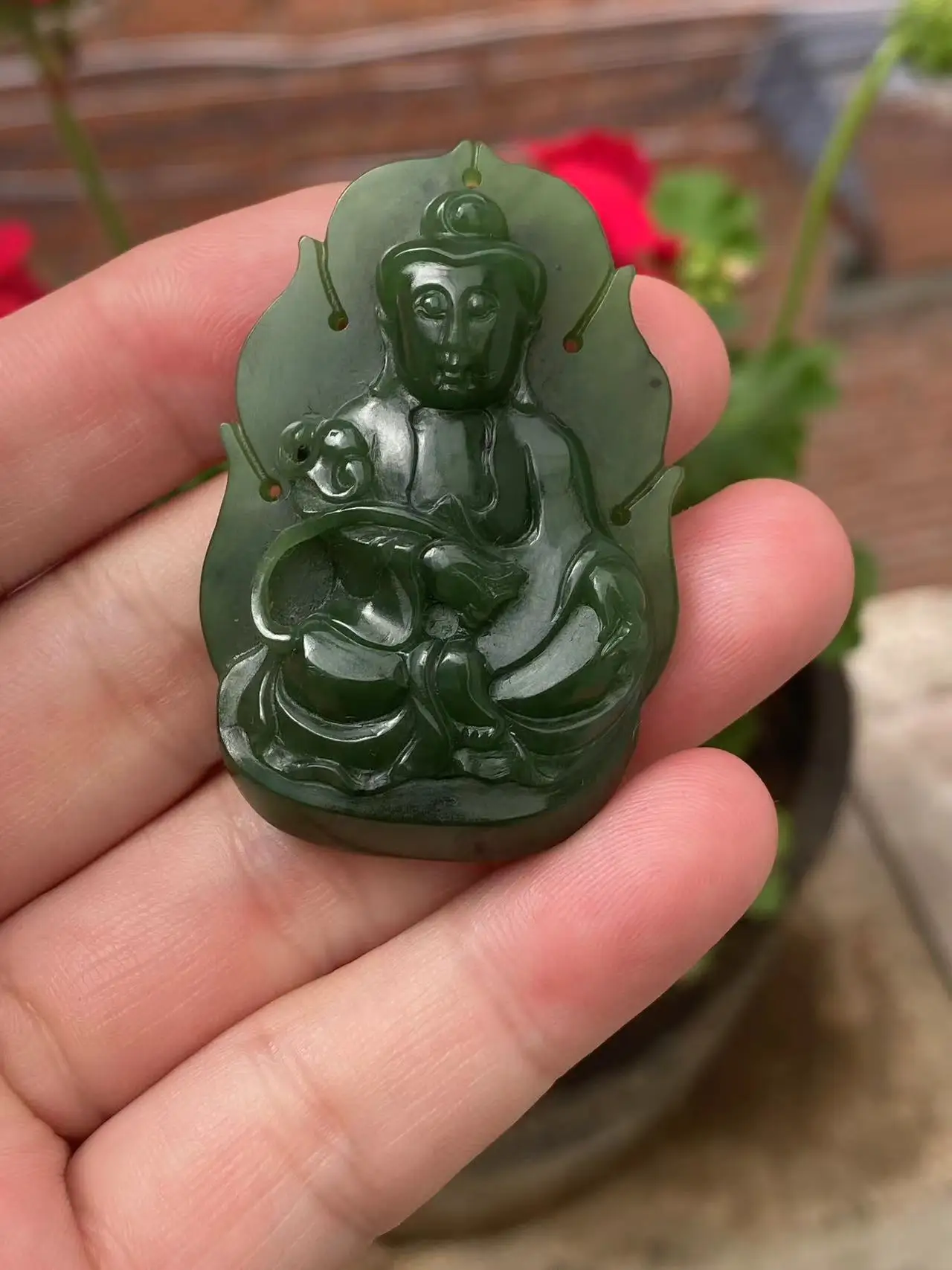 

Natural 100% real green hetian Jasper pendant necklace hand-carved Guanyin pendants jade jewelry for woman man Bless peace