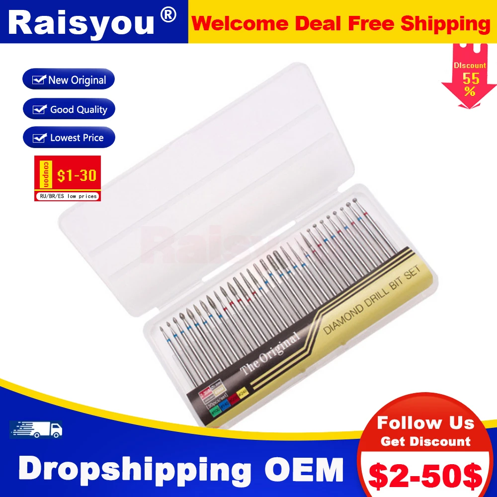 30pcs/set Dentla Diamond Burs Diamond Nail Bits Set Milling Cutter Rotary Burr Cutter Clean Files for Electric Manicure
30pcs/set Dentla Diamond Burs Diamond Nail Bits Set Milling Cutter Rotary Burr Cutter Clean Files for Electric Manicure
