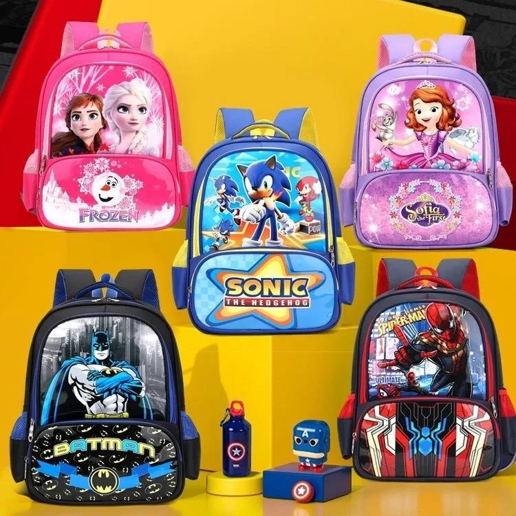 

2023 Disney Frozen School Bags For Girls Boys Kindergarten Elsa Spider Man Orthopedic Backpack Grade 1-3 Large Capacity Mochila
