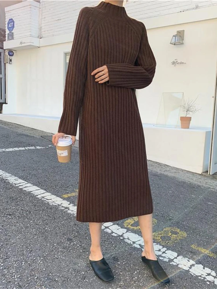 French Vintage Long Knitted Dress Women Autumn Elegant Warm Black Sweater Dress Female Casual Bodycon Chic Fashion Y2k Dress New
French Vintage Long Knitted Dress Women Autumn Elegant Warm Black Sweater Dress Female Casual Bodycon Chic Fashion Y2k Dress New