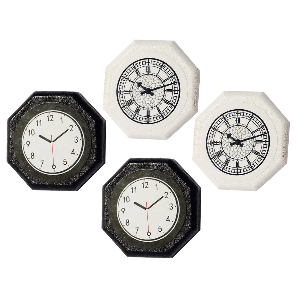 

4 Pcs Mini Clock House Pendulum Miniature Wall Statues Baby Miniatures Pp Items Work An Fittings