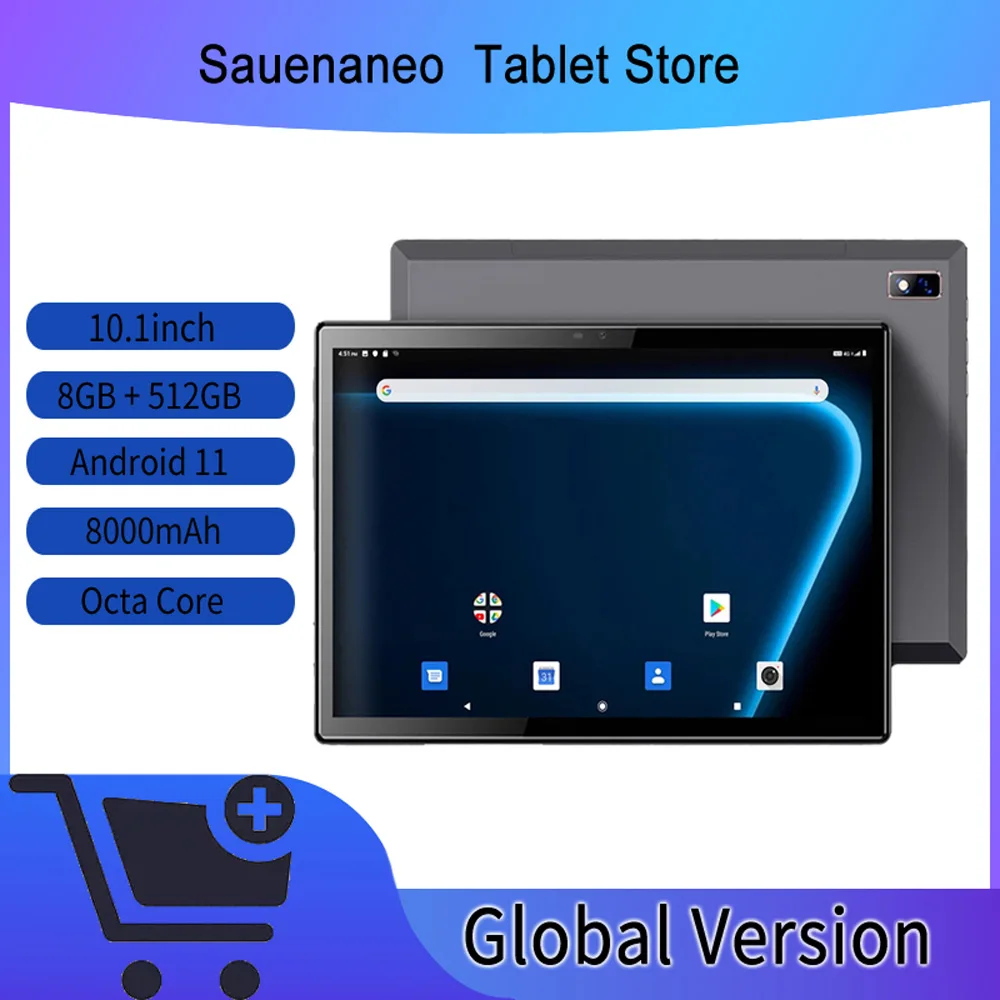 

New 2024 Sauenaneo Original 10.1-inch Android 12 8GB RAM 512GB ROM Tablet Supports Google Learning Office 5G WIFI 8000mAh Batter