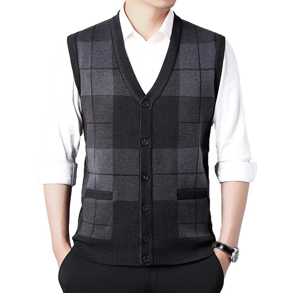 Casual Men's Father's Sweater Vest Knit Tank Top V Neck Sleeveless Plaid Warm Cardigan Sweaters Tops Male Gift Clothing
Casual Men's Father's Sweater Vest Knit Tank Top V Neck Sleeveless Plaid Warm Cardigan Sweaters Tops Male Gift Clothing