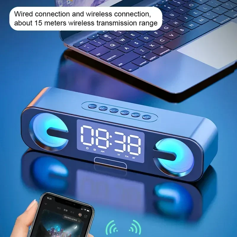 

Speaker With Alarm Function TWS Stereo Wireless Music Rockmia EBS-063 10W RGB Bluetooth Boombox speaker bluetooth