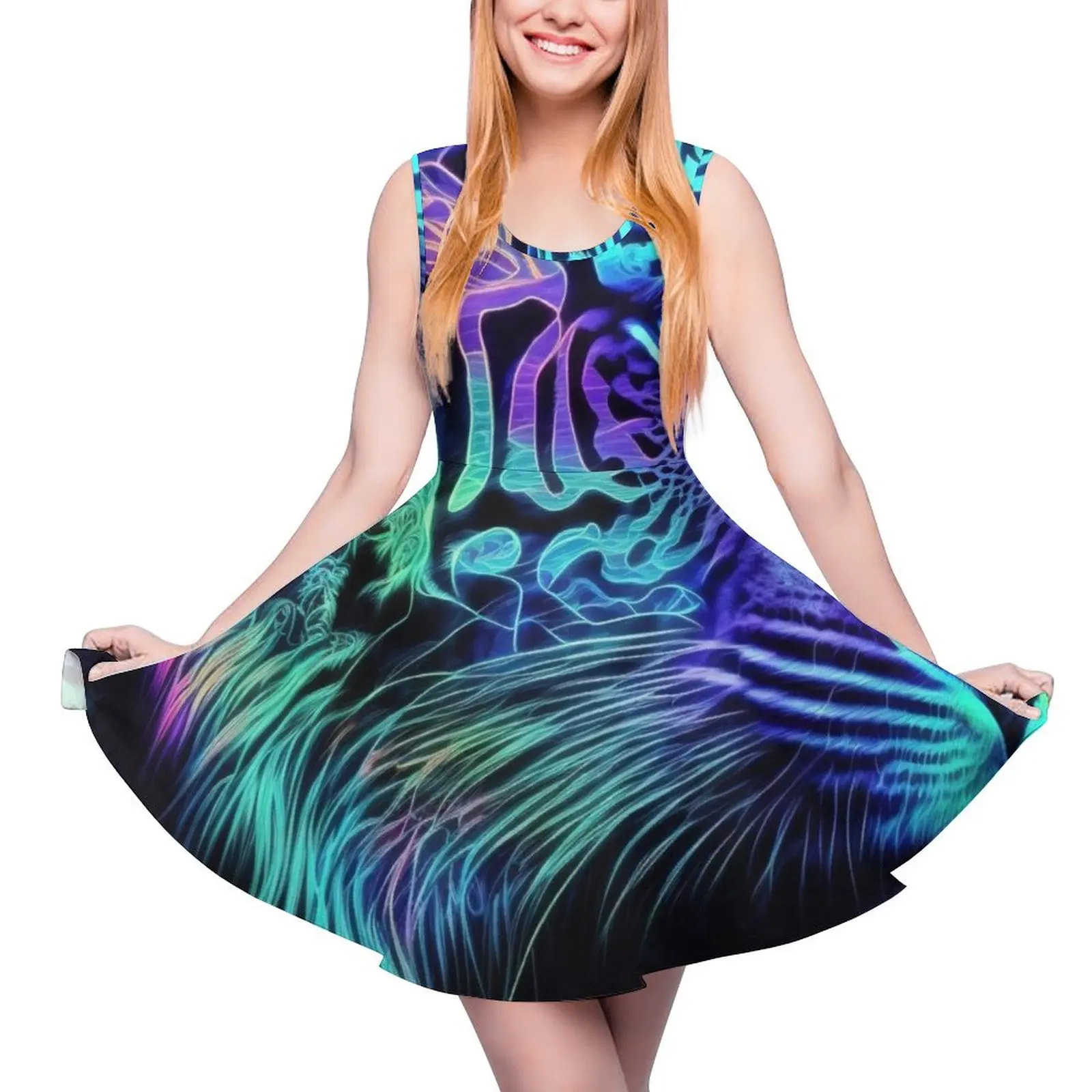 Fluorescent Tiger - Neon Glow Animal Art Round Neck Dress Woman's evening dress elegant women's dresses for wedding
Fluorescent Tiger - Neon Glow Animal Art Round Neck Dress Woman's evening dress elegant women's dresses for wedding