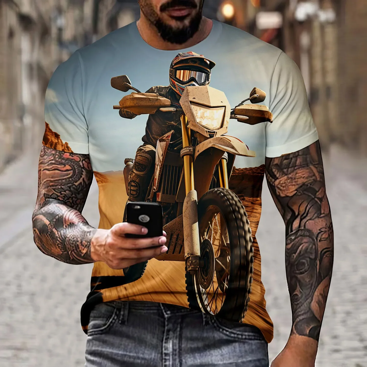 2024 Men's 3D Motorcycle Racing Printed T-shirt Summer Fashion Cool Casual Holiday Street Crewneck Short-sleeved Top
2024 Men's 3D Motorcycle Racing Printed T-shirt Summer Fashion Cool Casual Holiday Street Crewneck Short-sleeved Top