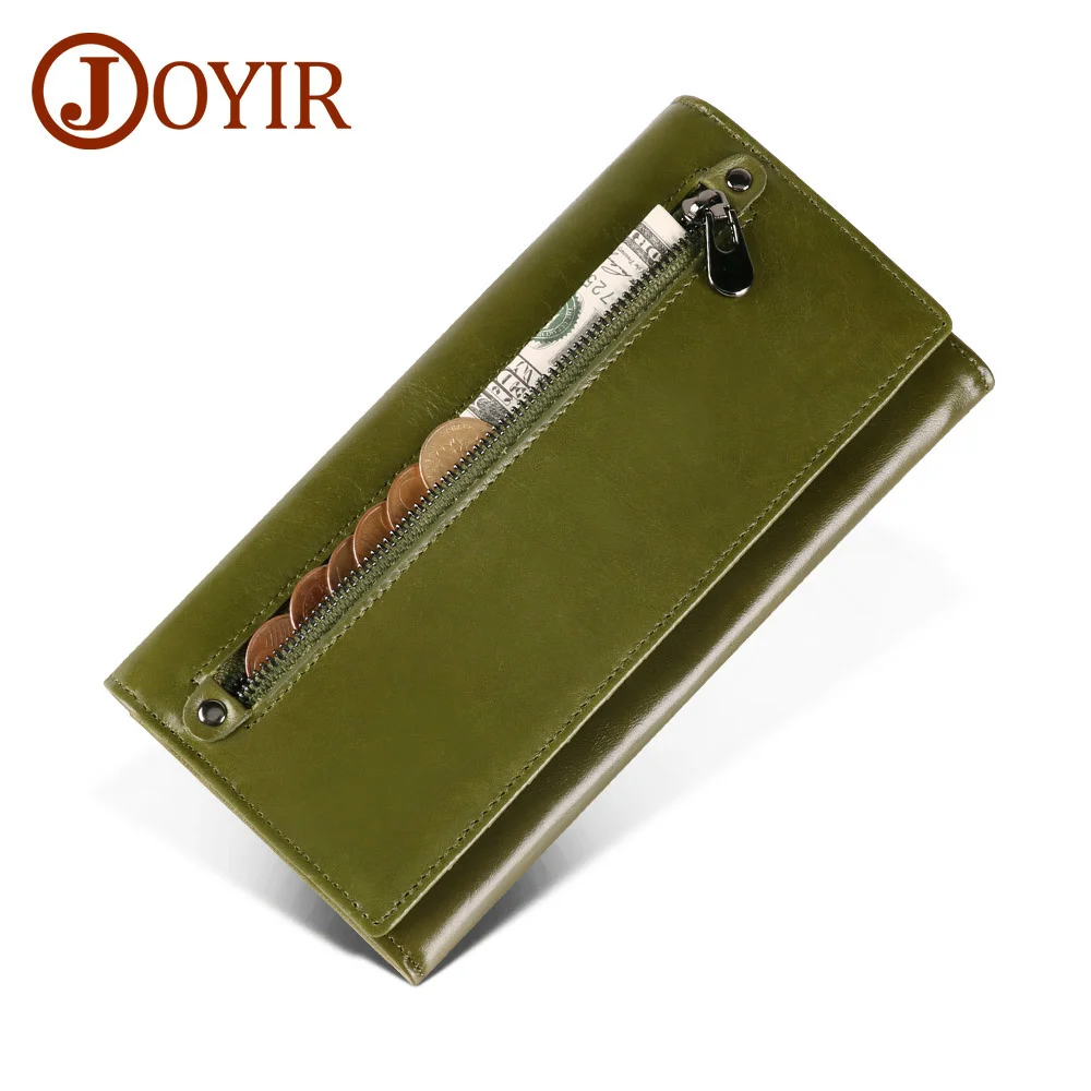 

Genuine Leather Women's Wallet Long Purse Female Clutches Money Wallets RFID Design Card Holder Wallet for Cell Phone