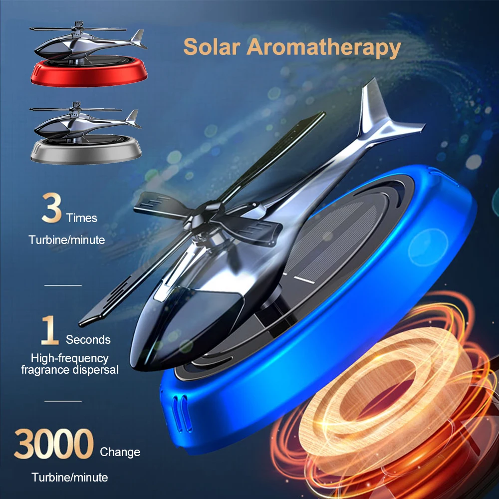 

Solar Car Air Freshener Helicopter Auto Aromatherapy Sun Light Energy Rotation Car Inside Fragrance Ornaments Car Aroma Diffuser