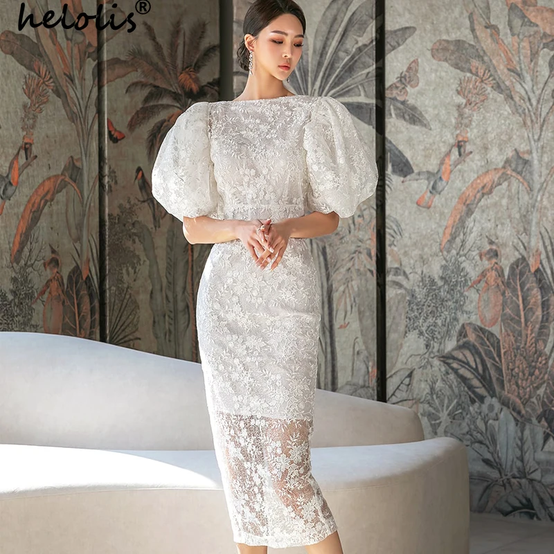 Helolis 2023 Summer New Fashion Embroidery Lace Dress Women Hollow Out O Neck Puff Sleeve Slim Hem Split Midi Dresses Vestidos
Helolis 2023 Summer New Fashion Embroidery Lace Dress Women Hollow Out O Neck Puff Sleeve Slim Hem Split Midi Dresses Vestidos
