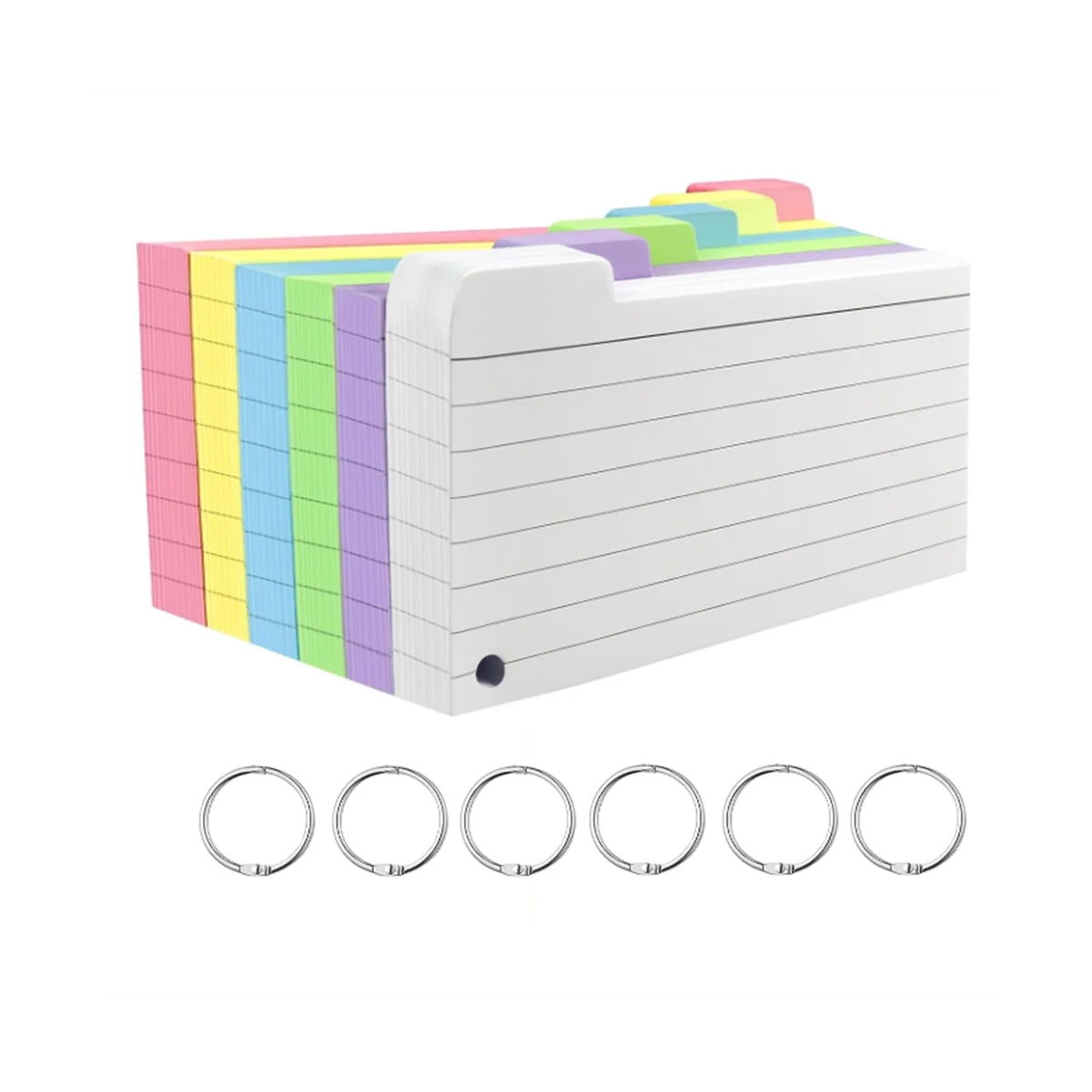 

Цветные карточки с индексом 600 шт., прямолинейные карточки с кольцом Х5 дюйма, карточки с индексом с подкладкой, тяжелые карточки с индексом для изучения офиса