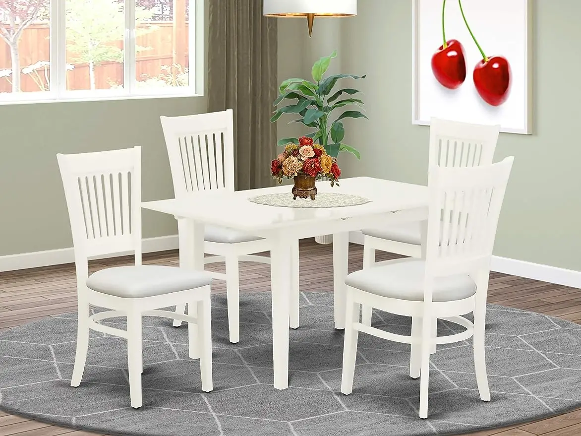 East West Furniture NOVA5-LWH-C 5 Piece Dining Room Furniture Set Includes a Rectangle Kitchen Table with Butterfly Leaf
East West Furniture NOVA5-LWH-C 5 Piece Dining Room Furniture Set Includes a Rectangle Kitchen Table with Butterfly Leaf