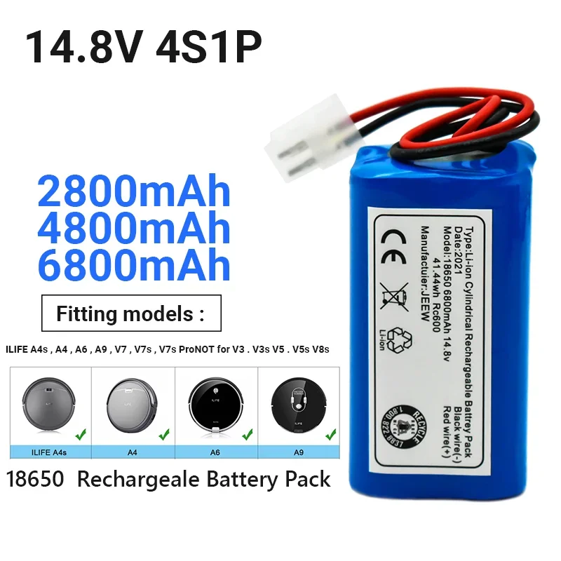 

2024 High quality rechargeable battery 14.8V 6800mAh Robotic vacuum cleaner accessories Chuwi ilife A4 A4s A6
