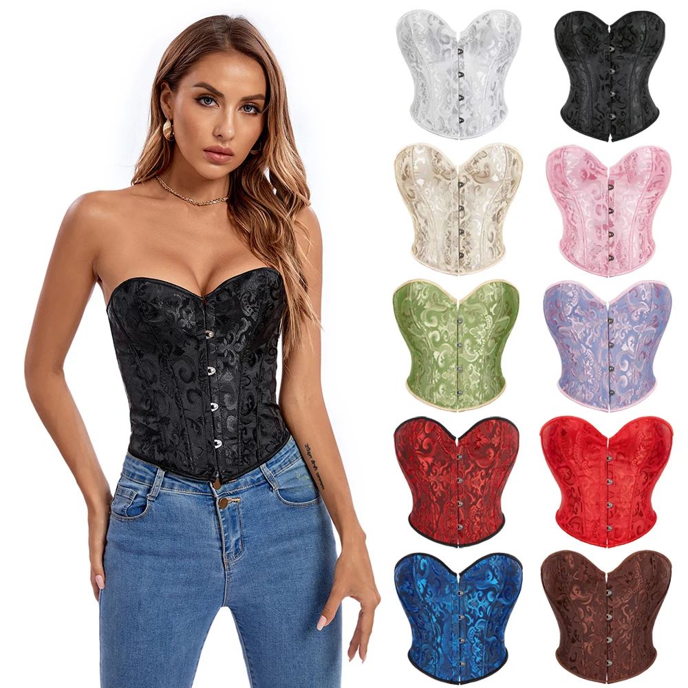 Short Style Overbust Corset Jacquard Waist Bustier Crop Top Black Beige Red Pink Blue Korset Basques
Short Style Overbust Corset Jacquard Waist Bustier Crop Top Black Beige Red Pink Blue Korset Basques
