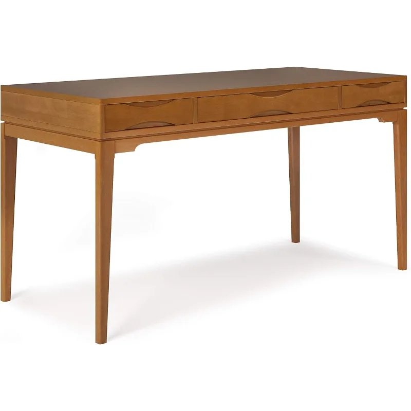 Mid Century Modern 60 inch Wide Home Office Desk, Writing Table, Workstation, Furniture in Light Golden Brown with 2 Drawers
Mid Century Modern 60 inch Wide Home Office Desk, Writing Table, Workstation, Furniture in Light Golden Brown with 2 Drawers