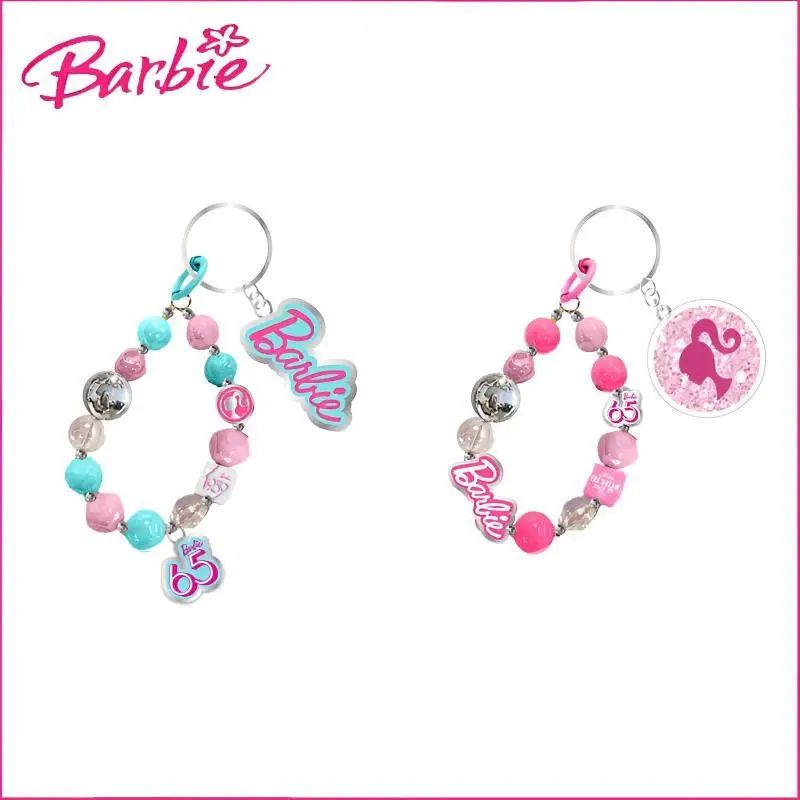 

2024 New Miniso Barbie Keychain Cartoon Mobile Phone Backpack Pendant Fashion Keyring Kawaii Girl's Bracelet Birthday Present