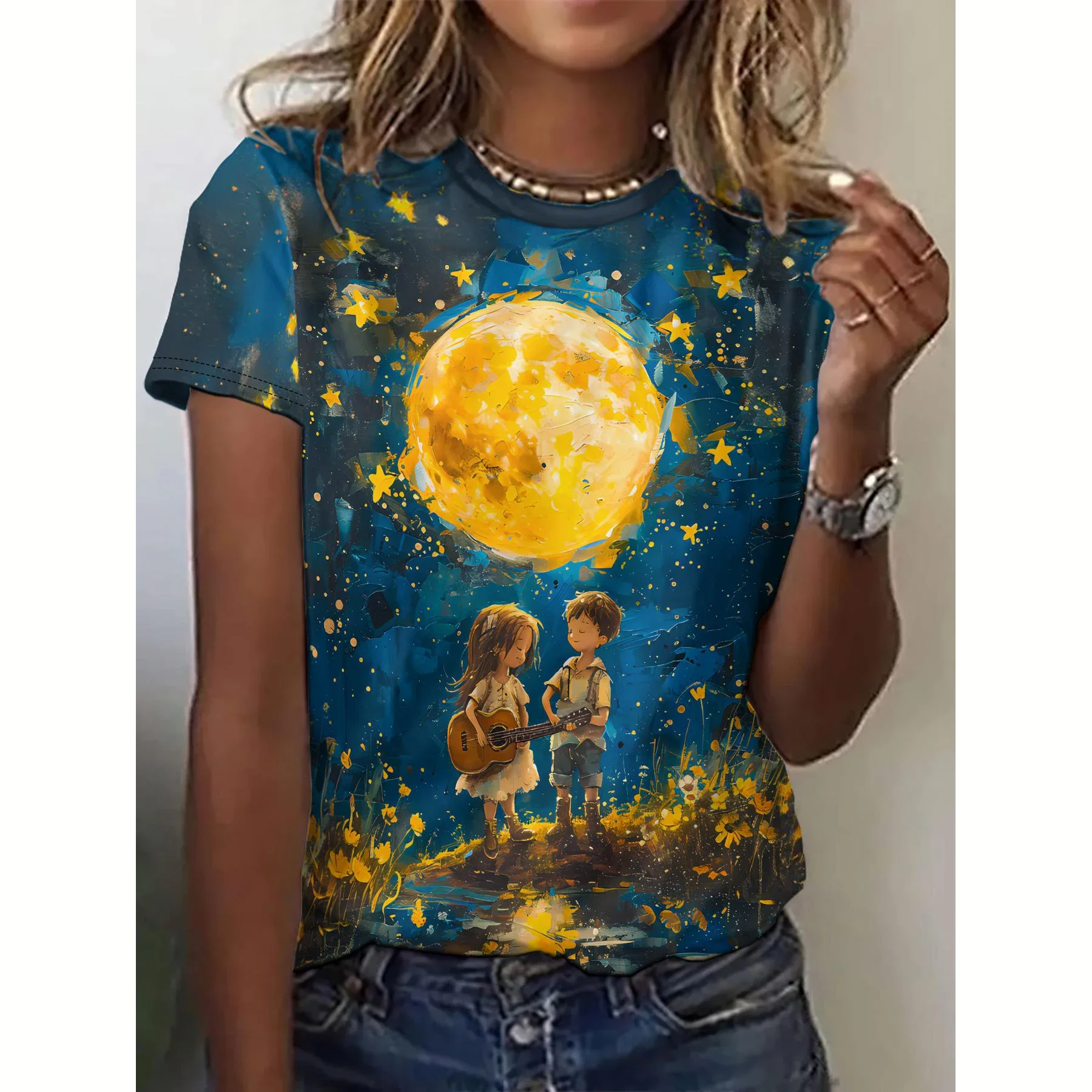 Cartoon T-shirt for women cute girls 3d printing summer short-sleeved women's T-shirt art style tops casual women's tops
Cartoon T-shirt for women cute girls 3d printing summer short-sleeved women's T-shirt art style tops casual women's tops