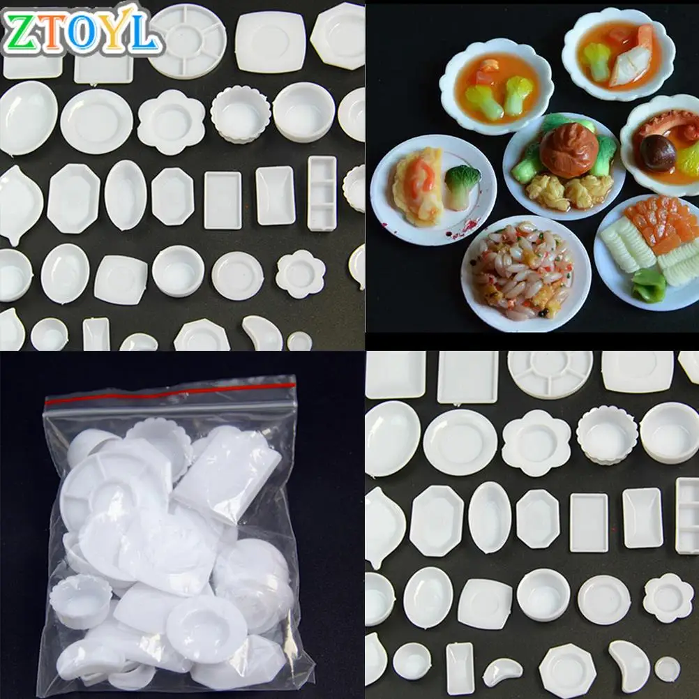 

33PCS/Set Mini Tableware Miniatures Cup Plate Dish Decor Toys For Kids Girls Wholesale Doll Accessories Kitchen