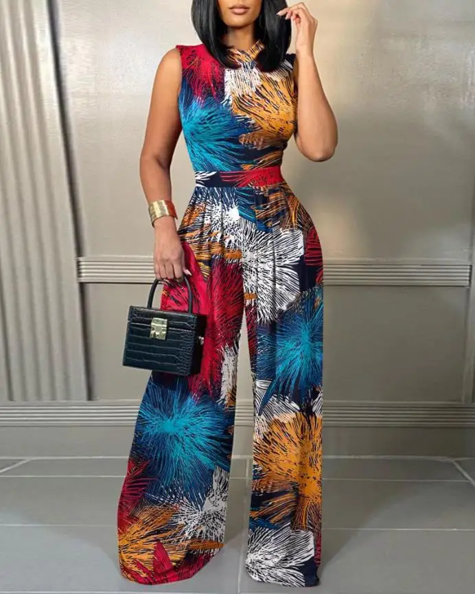 Women's Summer Jumpsuit Fashion Graphic Print Wide Leg Casual O-Neck Sleeveless Daily Long Jumpsuit
Women's Summer Jumpsuit Fashion Graphic Print Wide Leg Casual O-Neck Sleeveless Daily Long Jumpsuit