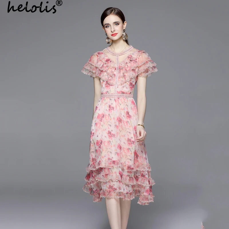 Helolis 2023 Summer New In Floral Print Ruffles Dress for Women Hollow Out Stand Collar Flare Sleeve French Elegant Midi Dresses
Helolis 2023 Summer New In Floral Print Ruffles Dress for Women Hollow Out Stand Collar Flare Sleeve French Elegant Midi Dresses