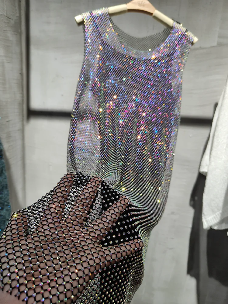 Bling Rhinestone Mesh Women Tank Dress Summer Fishnet Sheer Strech Sleeveless Bodycon Evening Party Sexy Plus Size Maxi Vestidos
Bling Rhinestone Mesh Women Tank Dress Summer Fishnet Sheer Strech Sleeveless Bodycon Evening Party Sexy Plus Size Maxi Vestidos