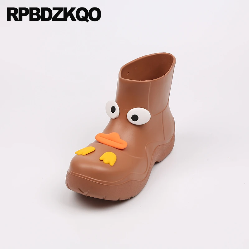

Duck Removable Big Size Rubber Candy Pvc Women Plush Ankle Animal Thick Sole Fishing Rainboots Rain Boots Jelly Wide Toe Shoes