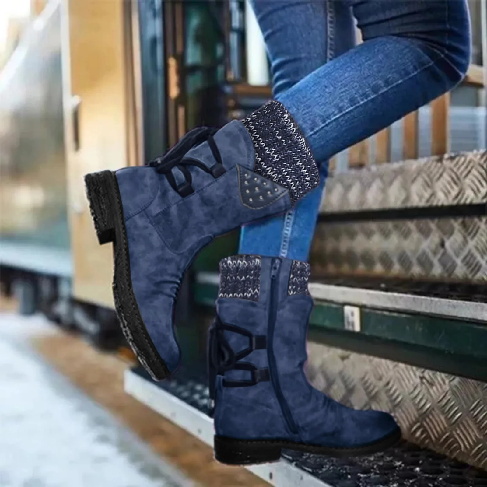 

Versatile Min-calf Boots Female Botas Mujer Winter Fashion Warm Plush Lining Snow Boots Lightweight Waterproof Shoes Women Boots