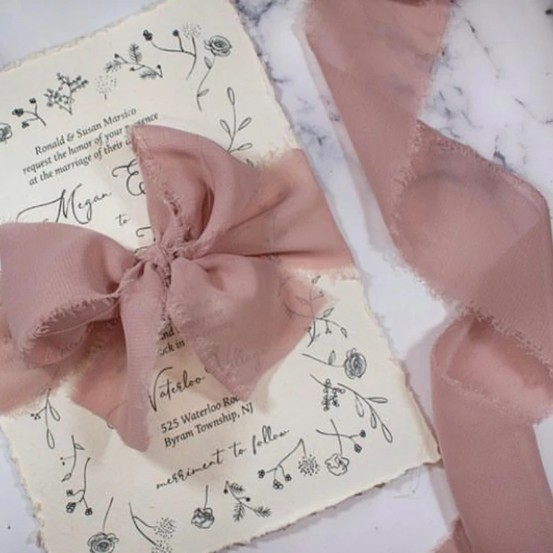 

Handmade Frayed Edged Wrinkle Satin 4CM*5M Chiffon Silk Ribbon Wedding Invitation Wrapping Bouquet Birthday Party Gift