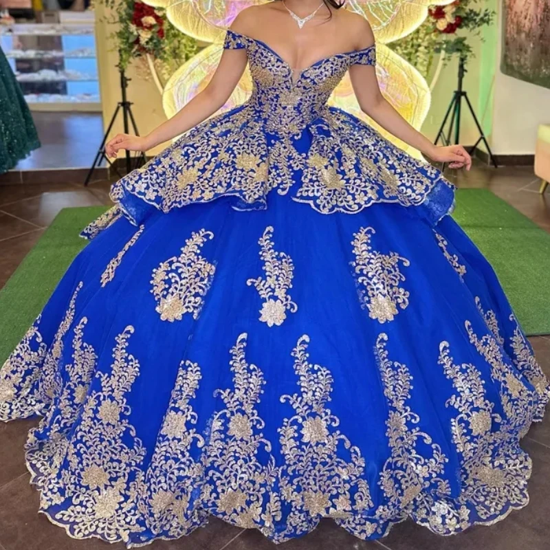 

Saudi Arabic Luxury Blue Vestido de 15 Quinceañeras 2024 Lace Applique Corset Sweet 16 14 Girls Birthday Party Prom Pageant Wear