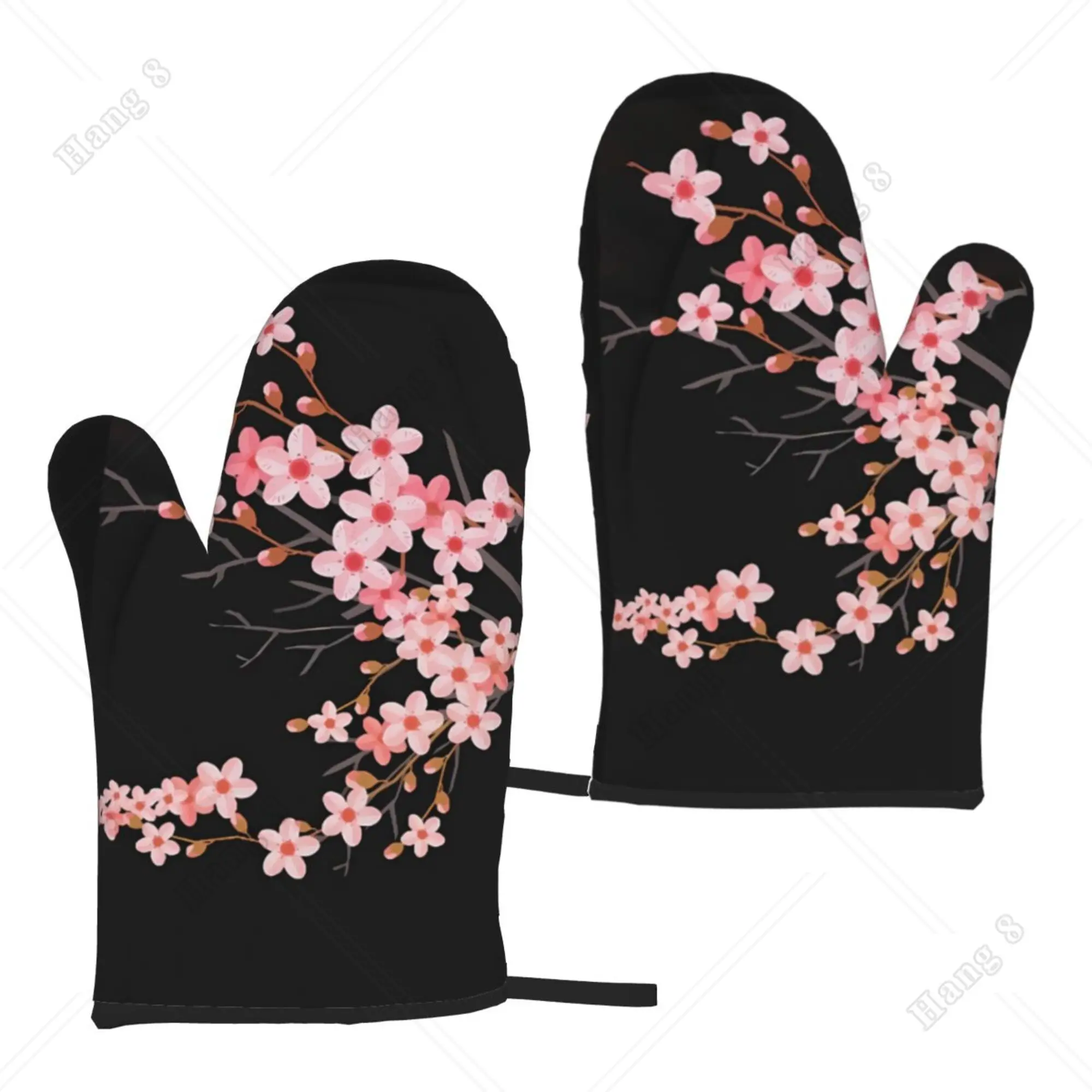 

Oven Gloves 2pc Sakura Cherry Blossom Microwave Cooking Gloves for Women Kitchen BBQ Heat Resistant One Size for Holiday