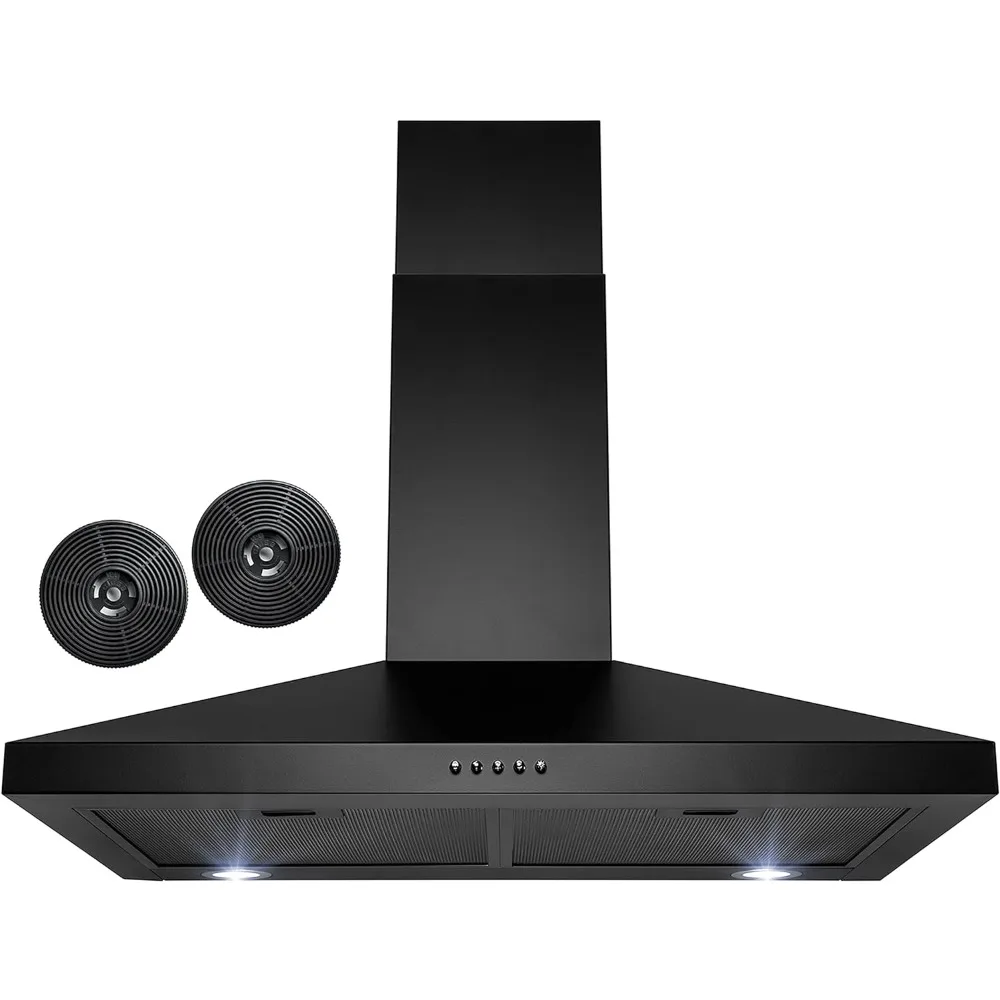 Convertible Kitchen Wall Mount Range Hood with Carbon Filters in Black Painted Stainless Steel
Convertible Kitchen Wall Mount Range Hood with Carbon Filters in Black Painted Stainless Steel
