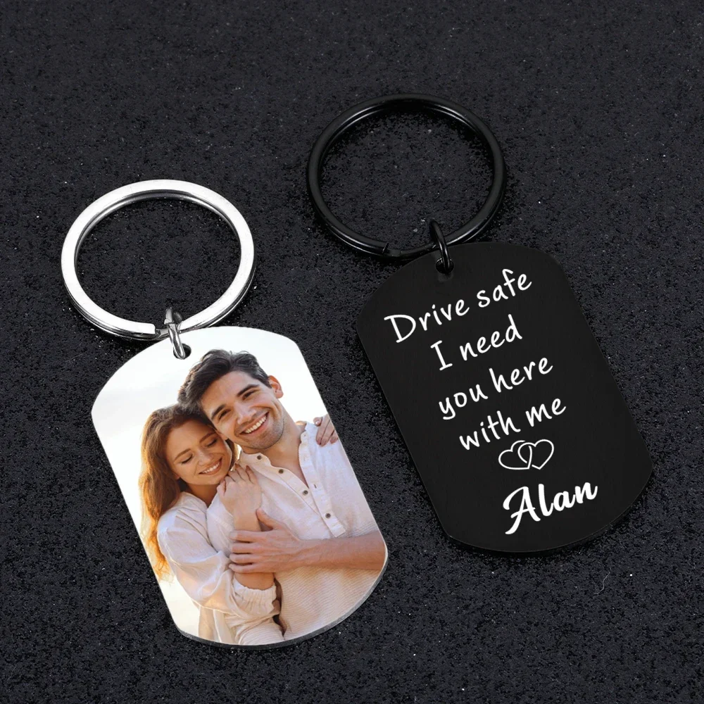 

Drive Safe I Need You Here with Me Keychain Custom Photo KeyChain for Boyfriend Husband Valentine's Day Anniversary Gift for Him