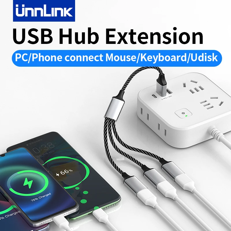 

Unnlink Hub USB Extensions 1 to 2/3 USB Type C Splitter 3 Port OTG Adapter for PC Laptop Connect Mouse Keyboard Udisk Printer