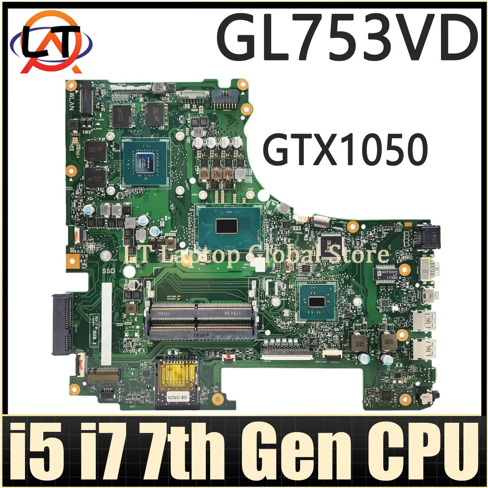 

GL753VD Mainboard For ROG GL753VE FX753V ZX753V GL753V GL753 Laptop Motherboard CPU i5 i7 7th Gen GPU GTX1050 DDR4