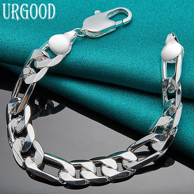 925 Sterling Silver 12mm Sideways Chain Bracelet For Women Men Party Engagement Wedding Fashion Jewelry
925 Sterling Silver 12mm Sideways Chain Bracelet For Women Men Party Engagement Wedding Fashion Jewelry