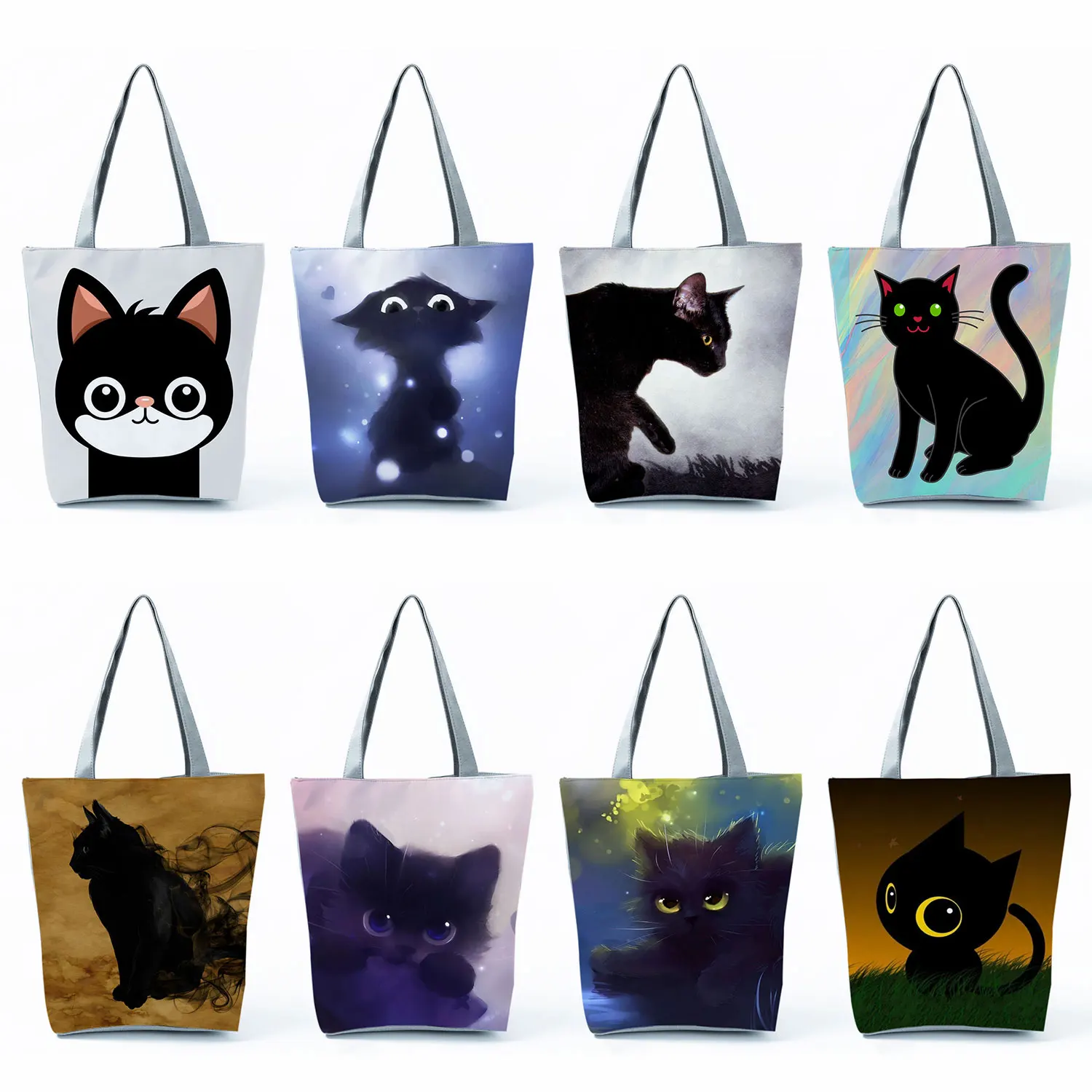 Cute Cartoon Black Cat Print Handbags High Capacity Casual Women Totes Animal Shopping Bags Portable Foldable Travel Beach Bags
Cute Cartoon Black Cat Print Handbags High Capacity Casual Women Totes Animal Shopping Bags Portable Foldable Travel Beach Bags