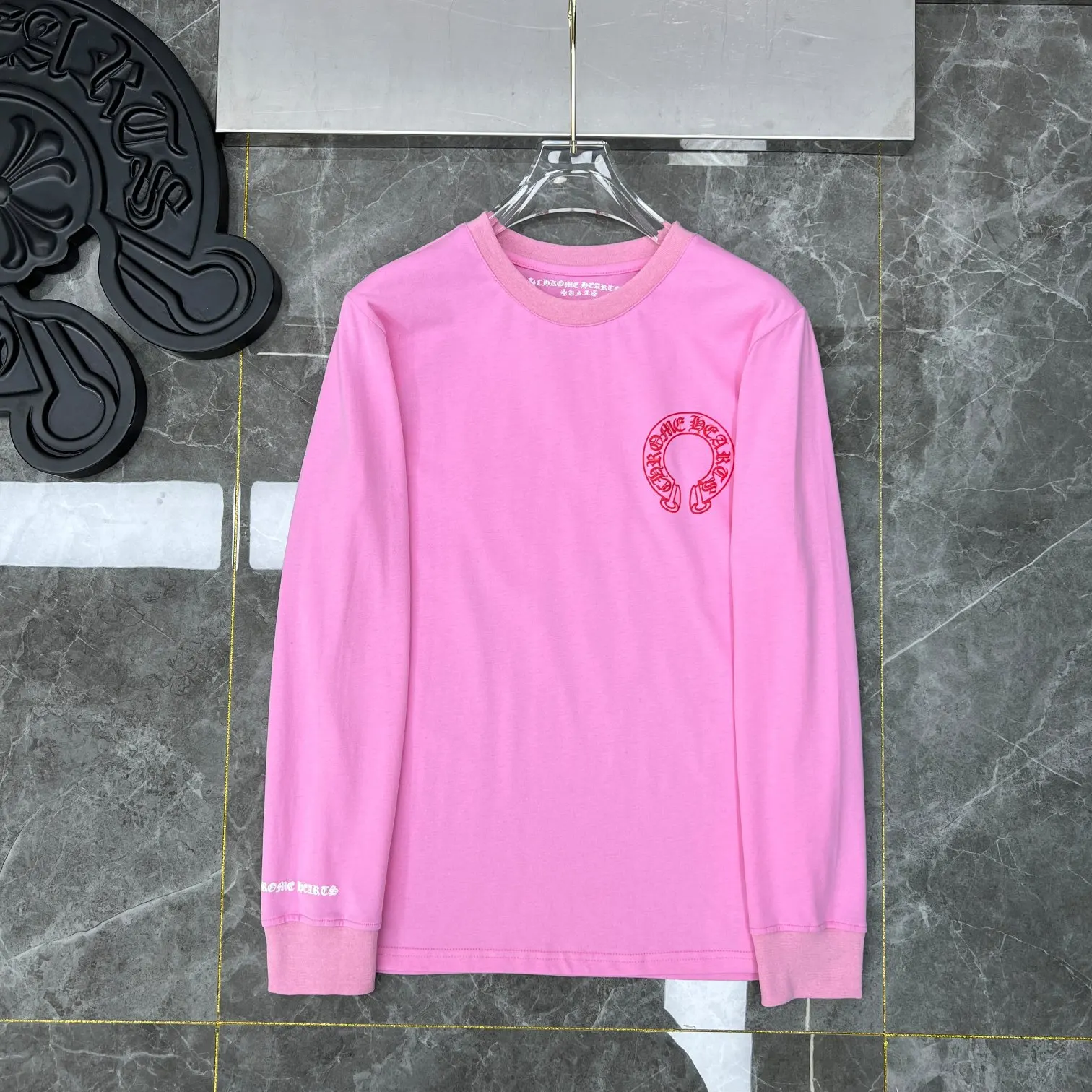 

High quality 1:1 Chrome Hearts new CH classic phantom cross group red horseshoe long-sleeved T-shirt men and women tide