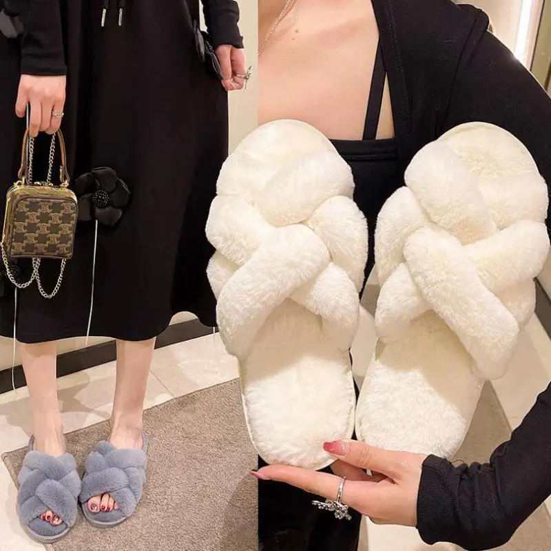 Sweet And Versatile Cross-haired Slippers Women's 2022 Autumn New Thick Bottom Open-toed Net Red Popular Plush Flip Flops
Sweet And Versatile Cross-haired Slippers Women's 2022 Autumn New Thick Bottom Open-toed Net Red Popular Plush Flip Flops