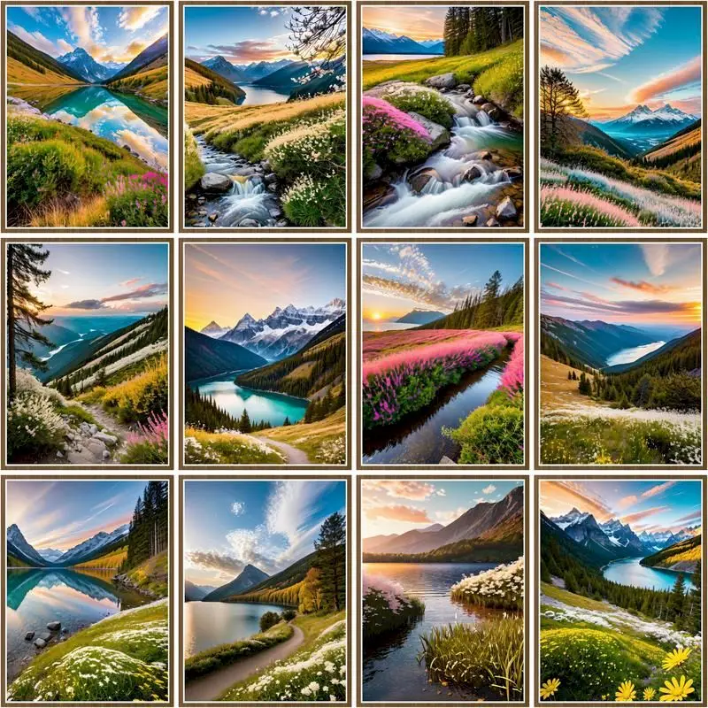 

CHENISTORY Paint By Number Scenery Of Mountains For Adults Diy Picture By Numbers Lakes Acrylic Paint On Canvas Home Decor