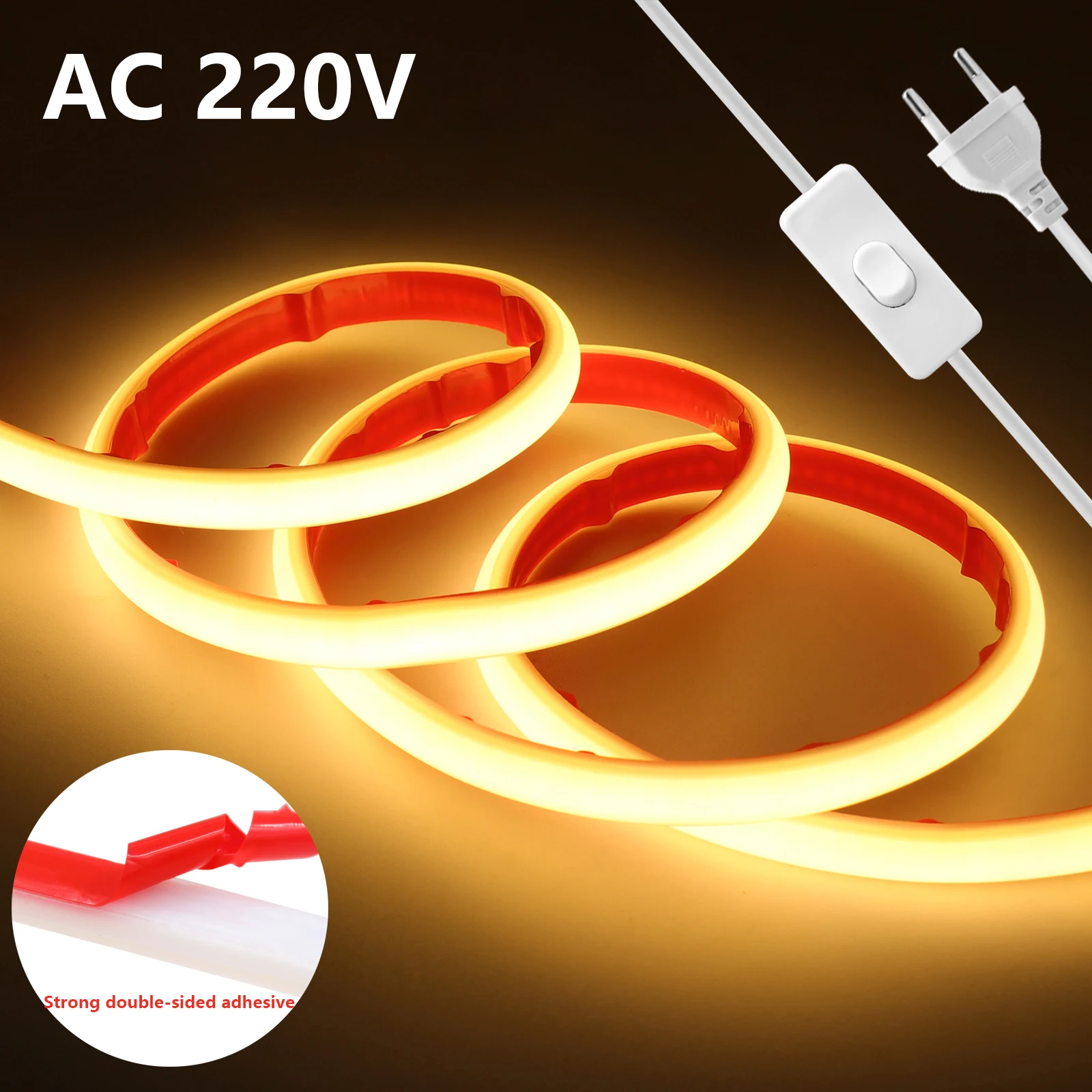 COB LED Strip 220V Adhesive Neon LED Tape High Bright 288LEDs/m Waterproof Flexible tira led COB Light Strip 3000K 4000K 6000K 
COB LED Strip 220V Adhesive Neon LED Tape High Bright 288LEDs/m Waterproof Flexible tira led COB Light Strip 3000K 4000K 6000K